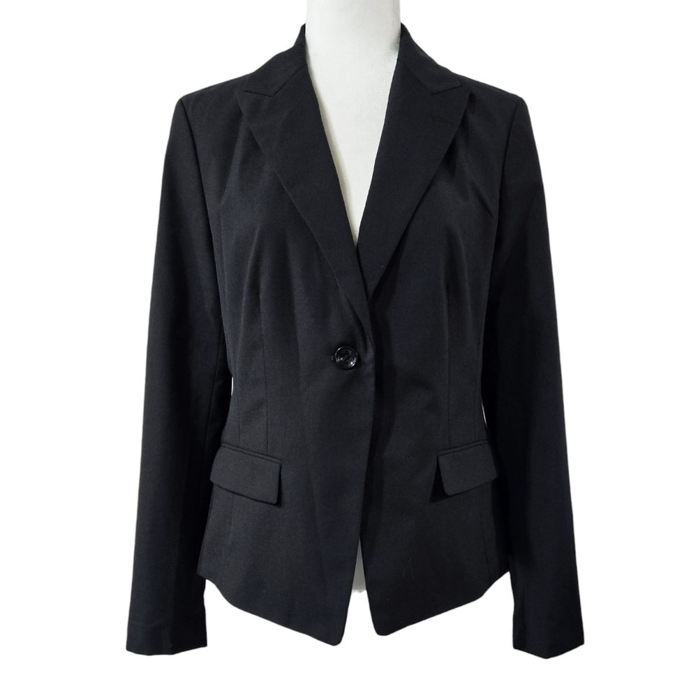 Ann Taylor Wool Blend One Button Peaked Lapel Collar Blazer Office Minimalist